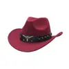 Gorro de Lana Sombrero Vaquero Occidental Estilo Étnico Sombrero de Jazz de Tíbet Otoño e Invierno Sombrero de Fieltro Retro