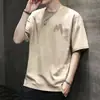 Nueva camiseta de manga corta para hombre, estilo coreano de verano, moderna, sencilla, de media manga, estilo Hong Kong, holgada, informal, de marca.