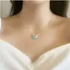 Shi Jia 1:1 par de colar de cisne versão degradê azul rosa branco preto corrente de clavícula de cisne Swarlow fabricantes em nome do cabelo