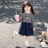 Vestidos para Niñas Estilo Primavera Otoño 2026 Nuevos Elegantes Casuales Faldas de Princesa Vestidos de Manga Larga Rayados para Niños