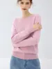 Suéter de cachemira para mujer con cuello redondo, nuevo suéter base de punto liso para otoño e invierno, suéter pullover holgado de cachemira