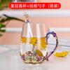Ventas Directas de Fábrica Copa de Cristal para Agua Corona Color Esmalte Flor Colorido Taza de Té Estilo Nuevo Copa de Cristal Copa de Agua para Oficina