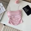 Camisola de Verano 2026 Nuevo Estilo Deseo Puro Hombros Descubiertos Espalda Bonita con Almohadillas en el Pecho para Mujer, Adecuada para Usar Tanto por Dentro como por Fuera, Top de Tirantes Finos tipo Tubo