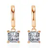 Brincos de temperamento simples de zircão quadrado quadrado de zircão brincos de diamante quadrado europeu e americano brincos geométricos brincos brincos atacado