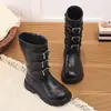 Botas de vaquero occidentales de bloques de color retro, nueva colección 2026, botas de montar con tacón grueso, botas altas de moda con hebilla de cinturón para mujer, populares entre los influencers