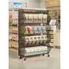 Prateleira de armazenamento de cozinha, móvel atrás da porta, organizador multifuncional de frutas e vegetais, expositor de lanches de supermercado, estante de exposição de vários níveis de piso