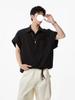 Camisa de Trabajo Caqui de Manga Corta para Hombre Verano Estilo Americano Simple Holgada con Cuello Solapa y Diseño de Cordón Camisa de Moda para Pareja