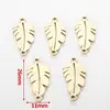 Colgante pequeño de hojas de acero inoxidable, collar, pendientes, colgante de conexión de doble agujero, joyería DIY, accesorios hechos a mano