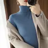 Suéter Feminino Outono Transfronteiriço Gola Alta Empilhada 2025 Novo Ajuste Slim Camada Base Feminina Malha com Costela Manga Longa