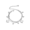 Amazon Transfronterizo Nuevo Pulsera con Colgante en Forma de Corazón Acero Inoxidable Dorado Pulsera de Diamantes Moda para Niñas Regalo Sencillo
