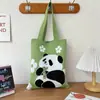 Bolsa de Ombro Flor Doce Estilo Japonês e Coreano Bolsa Tote de Tricô de Grande Capacidade Versátil para o Dia a Dia Bolsa para Livros de Estudante