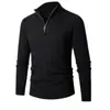 Nueva colección Otoño/Invierno 2026: Suéter de punto para hombre, estilo europeo y americano, de manga larga, con rayas verticales, cuello alto y cierre de cremallera