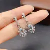 Pendientes Transfronterizos de Aguamarina Natural para Mujer, Joyería de Plata 925 de Gama Alta de Nicho, Venta Directa de Fábrica de Joyería 4*6