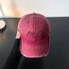 Boné de Beisebol Retro Rasgado Estilo Americano Masculino e Feminino Primavera e Verão Hip-hop Bordado com Letras Chapéu de Aba Larga Casual Moderno