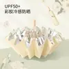 Paraguas de 16 varillas para mujer, Plegable, Tamaño grande, Resistente al viento, Doble uso para sol y lluvia, Protección solar, Protección UV, Paraguas ligero para el sol