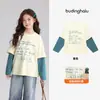 Ropa de Otoño Pudding Haru para Niñas, Ropa Infantil de Moda, Nueva Camiseta de Dibujos Animados Dos en Uno Otoño 2026 para Niños