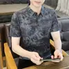 Camisa Polo Gelo Seda Masculina Verão Fina Manga Curta Camiseta Casual Moderna Madura Firme Camisa Masculina Gola Top
