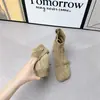 Botas Cortas Occidentales de Tacón Grueso con Aumento de Altura de Moda para Mujer 2026 Otoño/Invierno con Felpa Botas Adelgazantes Mary Jane Botas de Calcetín Elástico