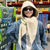 Gorro y Bufanda Todo en Uno, Gorro de Punto Otoño e Invierno para Mujer, Gorro Pasamontañas con Bufanda Integrada, Gorro de Lana Resistente al Frío y Cálido
