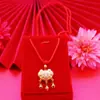 Colgante de cerradura de vida larga de latón bañado en oro color arena antigua cerradura de seguridad Xiangyun hueco Campana cerradura de bendición para niños joyería pequeña para mujer