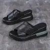 Sandalias de plataforma de cuña de suela gruesa para mujer de plataforma de comercio exterior transfronteriza, calzado de verano para exteriores, sandalias de tira con hebilla sin espalda, sandalias de talla grande