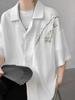 Camisa Guofeng Bordada 2024 Verão Nova Fina Masculina Dape Seda Gelo Solta Nova Chinesa Casual Camisa Jaqueta