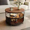 Mesa lateral redonda de pizarra para sala de estar, adecuada para apartamentos pequeños, mesa de centro pequeña móvil, mesa de centro moderna simple, mesa pequeña