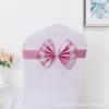 Funda para Silla de Banquete de Boda Elástica Libre con Flor en el Respaldo Cinta Decorativa Dorada para Respaldo de Hotel Boda Cinta