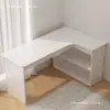Escritorio de esquina en forma de L para mesa de estudio en casa tocador de dormitorio escritorio estantería integrada escritorio de esquina para computadora escritorio de oficina
