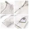 Chamarra Sudadera Blanca de Forro Polar Doble Cara Ajustada con Cuello Alto para Mujer, Otoño e Invierno Más Vendido 2026 Nuevo Top Cálido