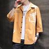 Camisa de Manga Corta Estilo Verano Hong Kong 2024 para Hombre Estilo Coreano Moda Duffian Guapo Manga Siete Cuartos Abrigo Camisa de Hombre