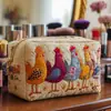 Bolso acolchado con patrón de pollito lindo transfronterizo, bolsa de cosméticos multifuncional, impresión digital, directo del fabricante