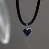 TikTok Mesmo Estilo Micro-incrustado Zircônia Flash Diamante Amor Pingente Colar Mulheres Luz Luxo Nicho Personalizado Pu Couro Clavícula Cadeia Trendy