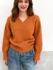 Outono e Inverno 2026 Novo Estilo Estilo Preguiçoso Retrô Design de Gola Malha Simples e Versátil Suéter de Cor Pura para Mulheres