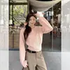 Suéter de tricô grosso liso estilo coreano com gola redonda para mulheres, novo modelo primavera 2026, top de tricô interno pequeno e que rejuvenesce