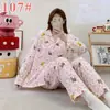 Pijama mikko para mujer para primavera y otoño, conjunto de gasa de algodón nube de manga larga y pantalón largo, lindo conjunto de ropa de casa de verano estilo japonés