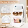 Caja de almacenamiento de escritorio inclinada para cosméticos, pinceles y bolígrafos, organizador compartimentado a prueba de polvo, estante de plástico simple