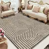 Alfombra Transfronteriza Geométrica de Lujo Ligero Estilo Americano, Rayas Simples, Lavable, Antideslizante, Adecuada para Sala de Estar y Dormitorio, Plegable