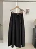 Saia casual midi solta versátil emagrecedora de cintura alta estilo coreano com cinto para mulheres 8637