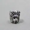 Pulsera de Ratán Diamantado Abertura Grande Cubierta Plateada Hebilla Estilo León Dragón Tigre Dominante Antiguo Tíbet Accesorios de Rama Espinosa de Plata