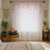 Cortinas florais transparentes prontas com ilhós para varão, estampadas digitalmente, produto popular transfronteiriço, aquisição urgente de cortinas prontas