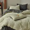 Conjunto de Roupa de Cama de Luxo Leve Classe A 100% Algodão Puro Conjunto de Quatro Peças Lençol de Cama Lençol com Elástico Capa de Edredom Jacquard Conjunto de Três Peças Roupa de Cama com Toque de Alto Padrão