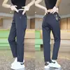 Pantalones Casuales Finos de Seda de Hielo para Hombre Verano 2025 Nueva Moda Versátil Rectos Holgados Pantalones Cropped Versátiles para Hombre