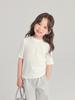 Camiseta Manga Curta Infantil Pudding Haru 2026 Nova Versátil Slim Fit Cor Lisa Macia e Confortável Top para Meninas