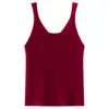 Nuevo camisón de cachemira para mujer, color liso, tejido de canalé, capa base ajustada, cuello en V, top interior versátil