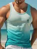 Nova Camiseta Masculina Casual de Verão com Estampa 3D Sem Mangas Estilo Havaiano Moda Gola Redonda Colete Masculino de Praia
