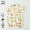 Mono de Gasa Transpirable de Verano Fino para Recién Nacidos, Mameluco de Bebé, Atuendo de Verano, Ropa de Bebé de Algodón de Bambú de Manga Corta