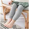 Novedad Primavera y Otoño Transfronterizo Leggings Elásticos para Niñas Ropa Exterior para Bebés y Niños Estilo Coreano Casual Pantalones Largos Leggings de Nueve Puntos