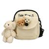 2023 Nova Bolsa Estilo Japonês Harajuku Feminina Pingente de Urso Bolsa de Ombro Coreana Simples Estudante Lona Roupa de Trabalho