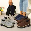 Zapatos Casuales de Talla Grande Transfronterizos para Mujer 2026 Otoño/Invierno Nuevos Zapatos Casuales Tipo Mocasín con Cordones y Suela Gruesa para Mujer Venta al por Mayor